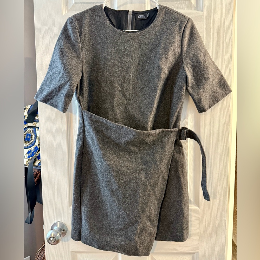 Kate Spade Saturday Gray Short Sleeve Wool Dress Size 4